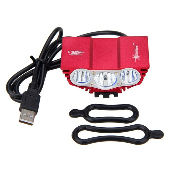 3XT6 LED USB Waterproof Bicycle Headlight - Red
