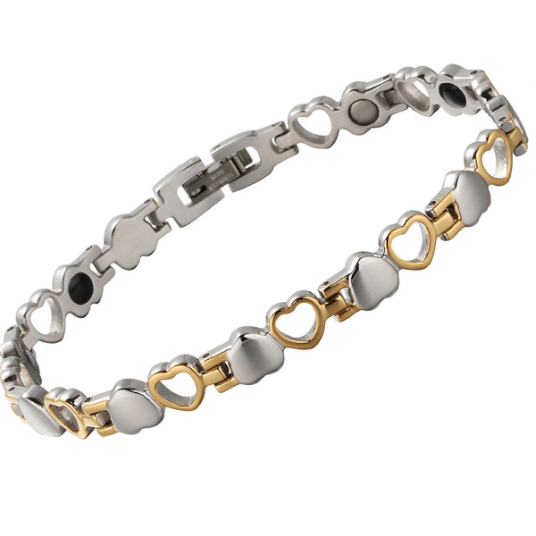 Ladies Stainless Steel Magnetic Bracelet - Arthritis Relief - Hearts