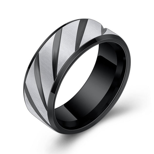 Men's Stainless Steel Brushed Design Comfort Fit Polished Ring